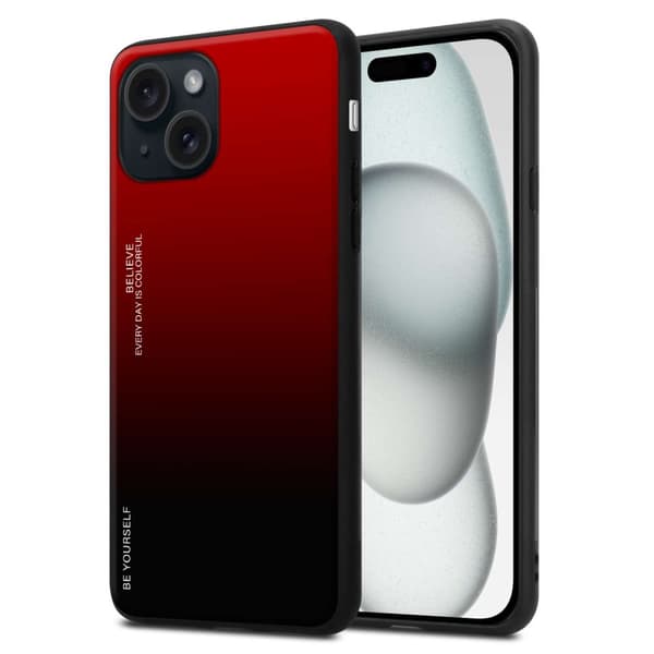 iPhone 15 Skal Fodral i två färger av TPU-silikon och baksida av härdat glas Case Cover Mobilskydd