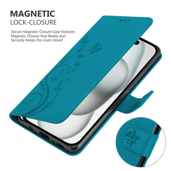 iPhone 15 PLUS Pungetui Cover Blomster ()