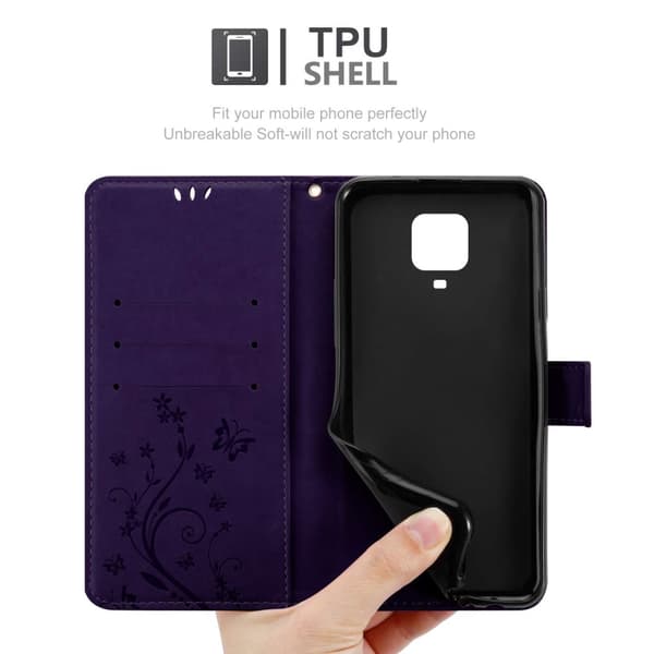 Xiaomi RedMi NOTE 9 PRO / NOTE 9S Skal Fodral i blomdesign Mobilskydd Case Cover med magnetisk stängning, ståfunktion och kortplatser