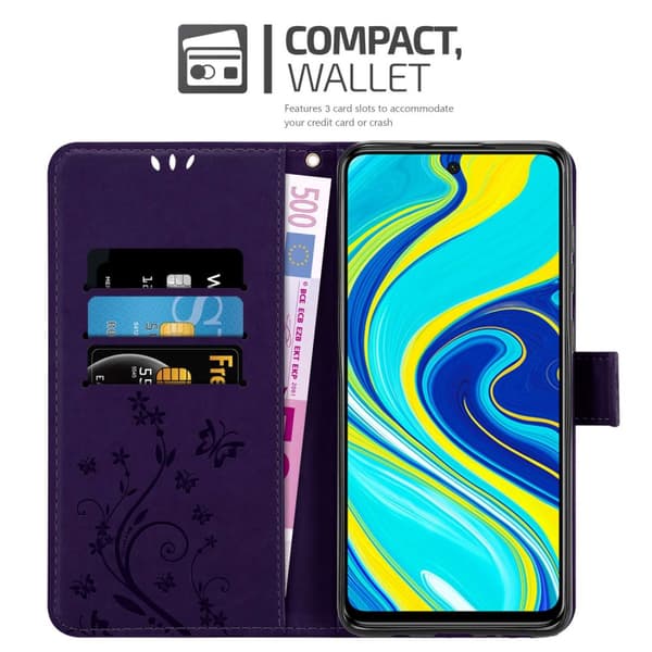 Xiaomi RedMi NOTE 9 PRO / NOTE 9S Skal Fodral i blomdesign Mobilskydd Case Cover med magnetisk stängning, ståfunktion och kortplatser