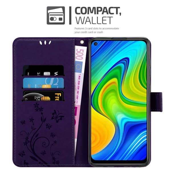 Xiaomi RedMi NOTE 9 Skal Fodral i blomdesign Mobilskydd Case Cover med magnetisk stängning, ståfunktion och kortplatser