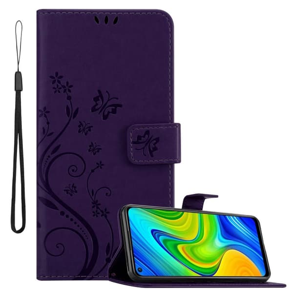 Xiaomi RedMi NOTE 9 Skal Fodral i blomdesign Mobilskydd Case Cover med magnetisk stängning, ståfunktion och kortplatser Red