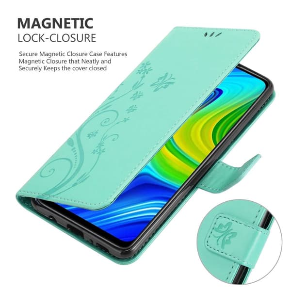 Xiaomi RedMi NOTE 9 Skal Fodral i blomdesign Mobilskydd Case Cover med magnetisk stängning, ståfunktion och kortplatser