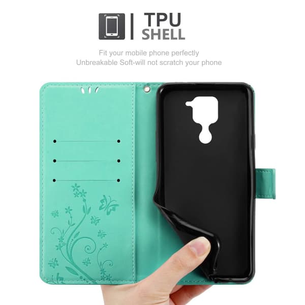 Xiaomi RedMi NOTE 9 Skal Fodral i blomdesign Mobilskydd Case Cover med magnetisk stängning, ståfunktion och kortplatser