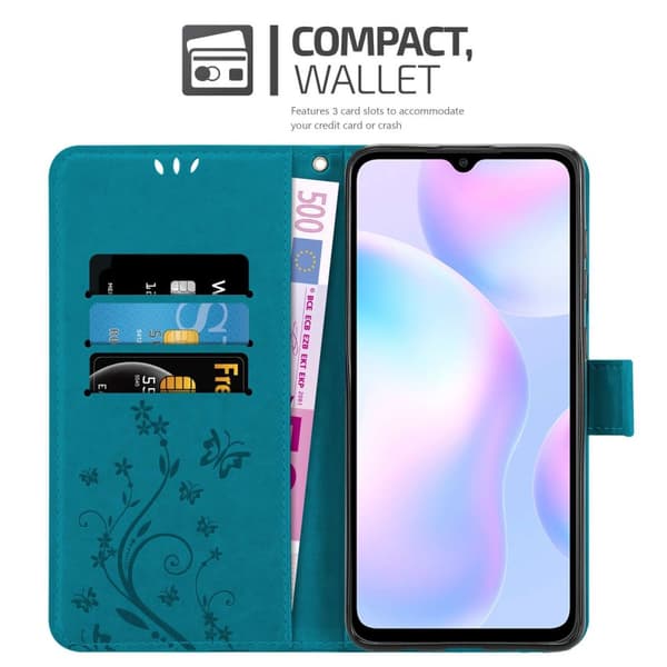 Xiaomi RedMi 9A / RedMi 9AT Skal Fodral i blomdesign Mobilskydd Case Cover med magnetisk stängning, ståfunktion och kortplatser