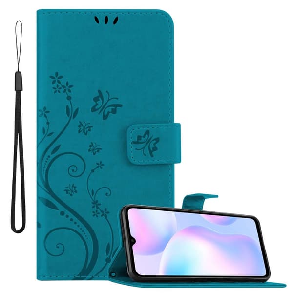 Xiaomi RedMi 9A / RedMi 9AT Skal Fodral i blomdesign Mobilskydd Case Cover med magnetisk stängning, ståfunktion och kortplatser Red