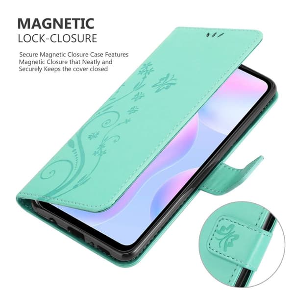 Xiaomi RedMi 9A / RedMi 9AT Skal Fodral i blomdesign Mobilskydd Case Cover med magnetisk stängning, ståfunktion och kortplatser