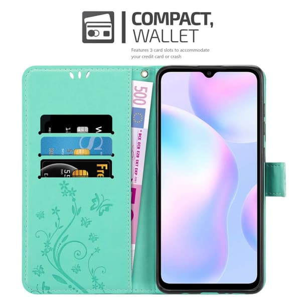Xiaomi RedMi 9A / RedMi 9AT Skal Fodral i blomdesign Mobilskydd Case Cover med magnetisk stängning, ståfunktion och kortplatser
