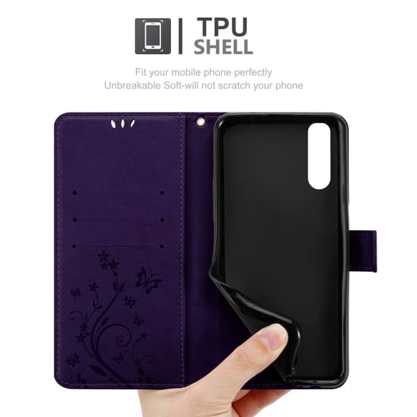 Sony Xperia 10 II Skal Fodral i blomdesign Mobilskydd Case Cover med magnetisk stängning, ståfunktion och kortplatser