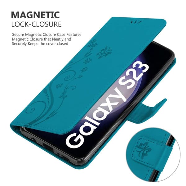 Samsung Galaxy S23 Skal Fodral i blomdesign Mobilskydd Case Cover med magnetisk stängning, ståfunktion och kortplatser