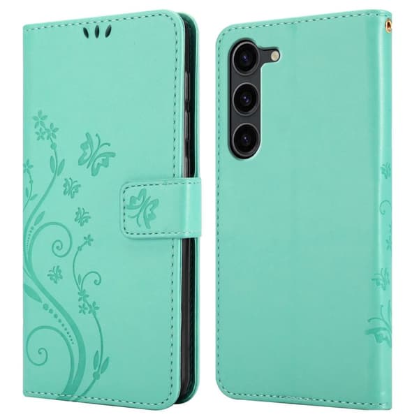 Samsung Galaxy S23 Skal Fodral i blomdesign Mobilskydd Case Cover med magnetisk stängning, ståfunktion och kortplatser