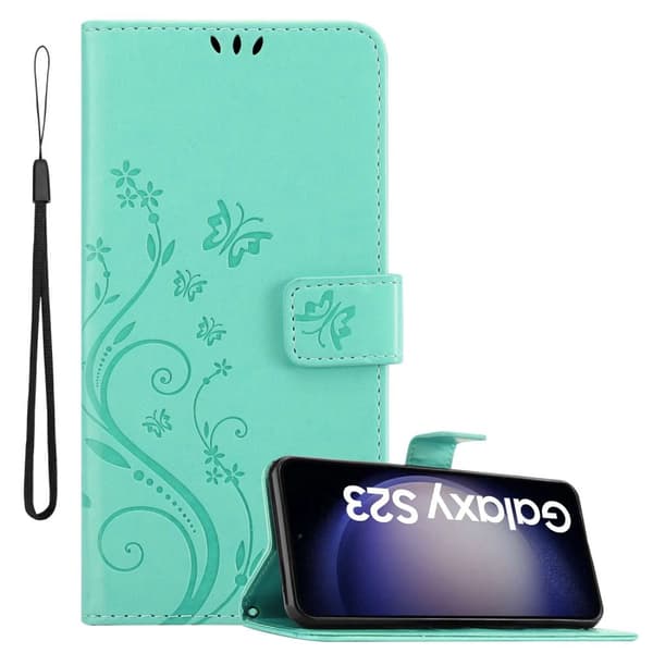 Samsung Galaxy S23 Skal Fodral i blomdesign Mobilskydd Case Cover med magnetisk stängning, ståfunktion och kortplatser