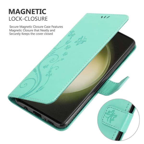 Samsung Galaxy S23 ULTRA Skal Fodral i blomdesign Mobilskydd Case Cover med magnetisk stängning, ståfunktion och kortplatser
