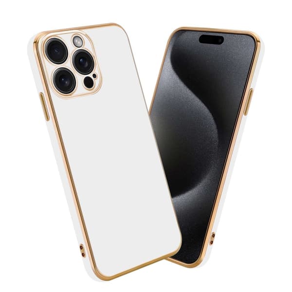 iPhone 15 PRO MAX Cover Etui Case () Blank hvid - guld