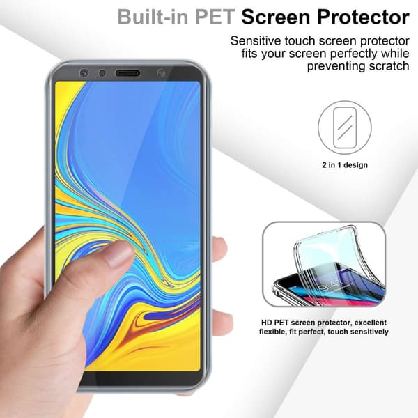 Deksel til Samsung Galaxy A7 2018 360° helkroppsbeskyttelse Silikondeksel foran og bak, allroundbeskyttelse med skjermbeskyttelse