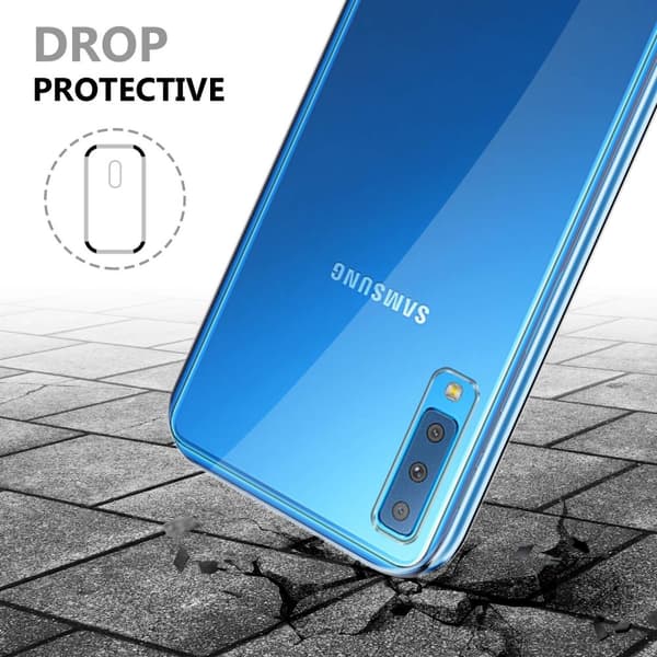 Deksel til Samsung Galaxy A7 2018 360° helkroppsbeskyttelse Silikondeksel foran og bak, allroundbeskyttelse med skjermbeskyttelse