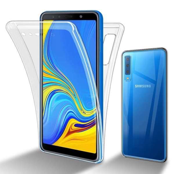 Deksel til Samsung Galaxy A7 2018 360° helkroppsbeskyttelse Silikondeksel foran og bak, allroundbeskyttelse med skjermbeskyttelse