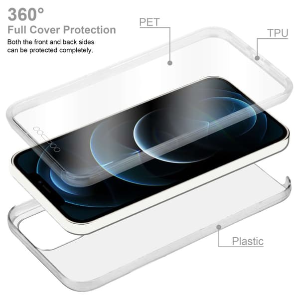 Deksel til iPhone 12 / 12 PRO 360° helkroppsbeskyttelse Silikondeksel foran og bak, allroundbeskyttelse med skjermbeskyttelse