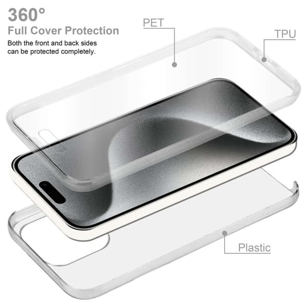 iPhone 15 PRO MAX Fodral Skal 360° Helkroppsskydd Skal på fram och baksidan, skydd runt om med mobilskydd för displayen
