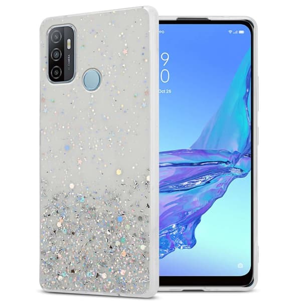 Oppo A53 Skal Fodral Case Cover av flexibelt TPU-silikon med glittrande glitter Transparent med glitter
