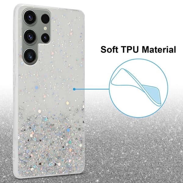 Samsung Galaxy S23 ULTRA Skal Fodral Case Cover av flexibelt TPU-silikon med glittrande glitter