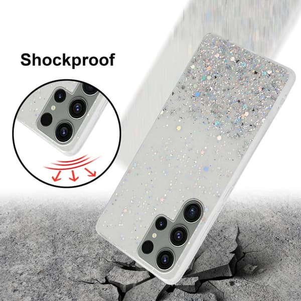 Samsung Galaxy S23 ULTRA Skal Fodral Case Cover av flexibelt TPU-silikon med glittrande glitter