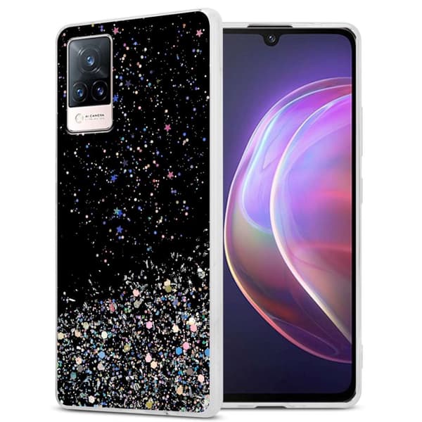 Vivo V21 4G / 5G Cover Etui Case () Sort med glitter