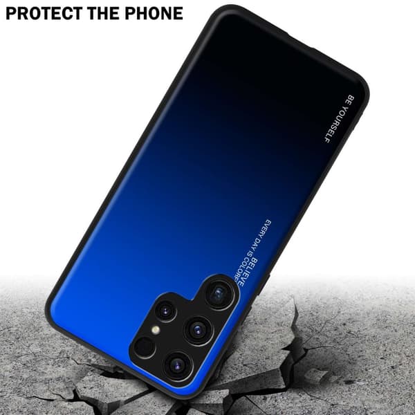 Samsung Galaxy S23 ULTRA Skal Fodral i två färger av TPU-silikon och baksida av härdat glas Case Cover Mobilskydd