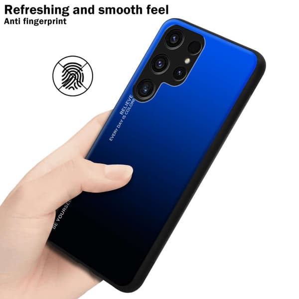 Samsung Galaxy S23 ULTRA Skal Fodral i två färger av TPU-silikon och baksida av härdat glas Case Cover Mobilskydd