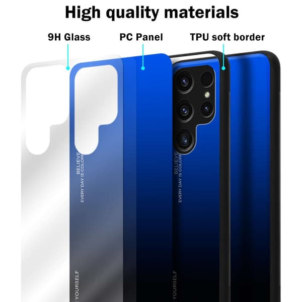 Samsung Galaxy S23 ULTRA Skal Fodral i två färger av TPU-silikon och baksida av härdat glas Case Cover Mobilskydd
