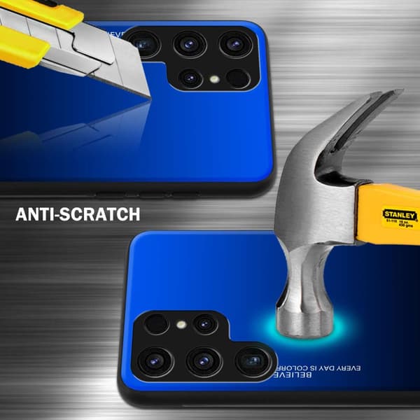 Samsung Galaxy S23 ULTRA Skal Fodral i två färger av TPU-silikon och baksida av härdat glas Case Cover Mobilskydd