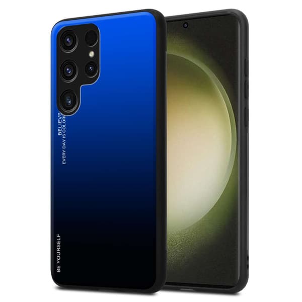 Samsung Galaxy S23 ULTRA Skal Fodral i två färger av TPU-silikon och baksida av härdat glas Case Cover Mobilskydd