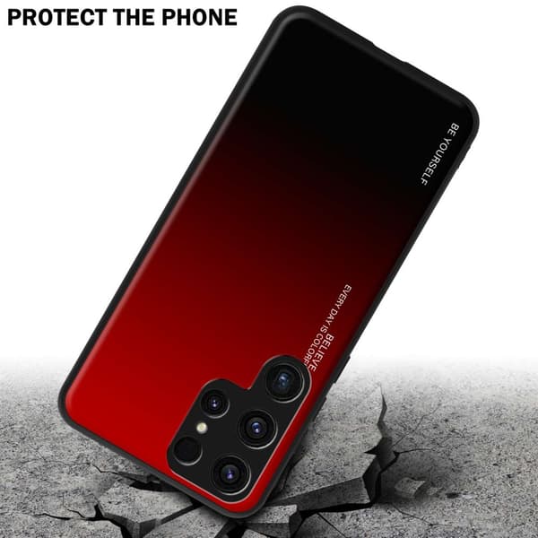Samsung Galaxy S23 ULTRA Skal Fodral i två färger av TPU-silikon och baksida av härdat glas Case Cover Mobilskydd