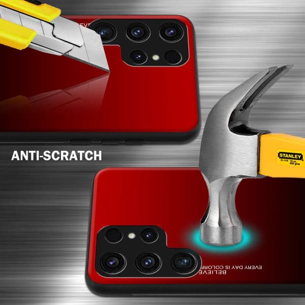 Samsung Galaxy S23 ULTRA Skal Fodral i två färger av TPU-silikon och baksida av härdat glas Case Cover Mobilskydd