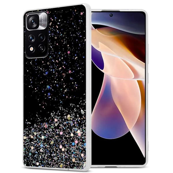 Xiaomi RedMi NOTE 11 PRO+ Skal Fodral Case Cover av flexibelt TPU-silikon med glittrande glitter Svart med glitter