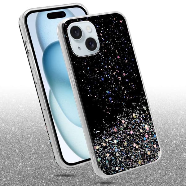 Deksel til iPhone 15 PLUS med glitrende glitter