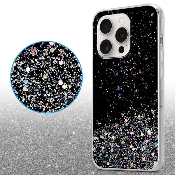 iPhone 15 PRO MAX Skal Fodral Case Cover av flexibelt TPU-silikon med glittrande glitter