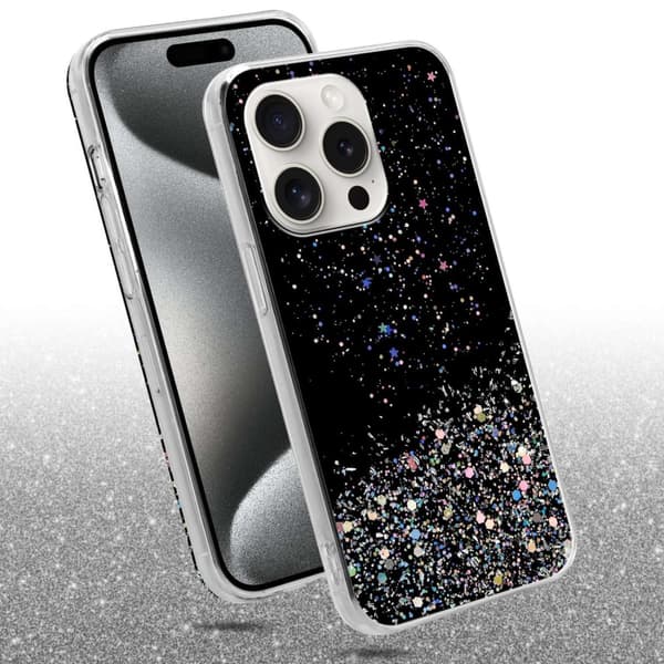 iPhone 15 PRO MAX Skal Fodral Case Cover av flexibelt TPU-silikon med glittrande glitter