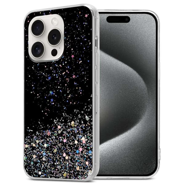 iPhone 15 PRO MAX Skal Fodral Case Cover av flexibelt TPU-silikon med glittrande glitter