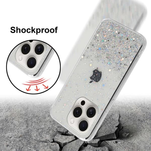 iPhone 15 PRO MAX Skal Fodral Case Cover av flexibelt TPU-silikon med glittrande glitter