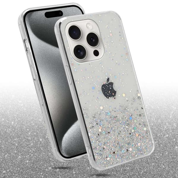 iPhone 15 PRO MAX Skal Fodral Case Cover av flexibelt TPU-silikon med glittrande glitter