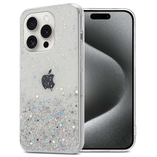 iPhone 15 PRO MAX Skal Fodral Case Cover av flexibelt TPU-silikon med glittrande glitter