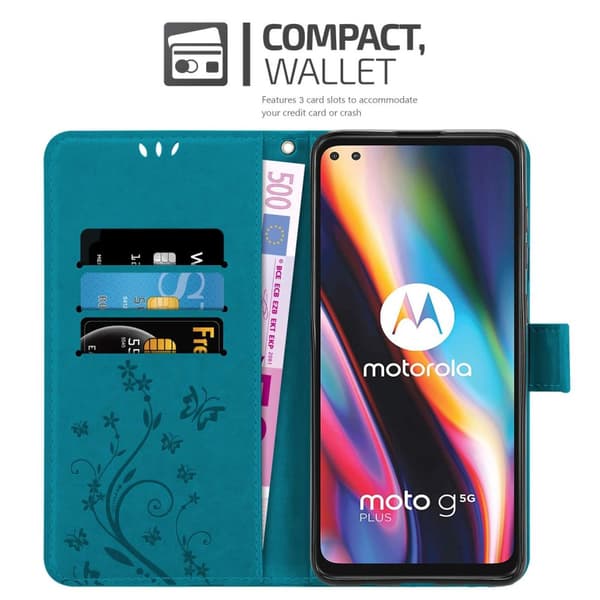 Motorola MOTO G 5G PLUS Skal Fodral i blomdesign Mobilskydd Case Cover med magnetisk stängning, ståfunktion och kortplatser