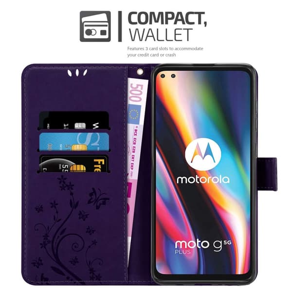 Motorola MOTO G 5G PLUS Skal Fodral i blomdesign Mobilskydd Case Cover med magnetisk stängning, ståfunktion och kortplatser