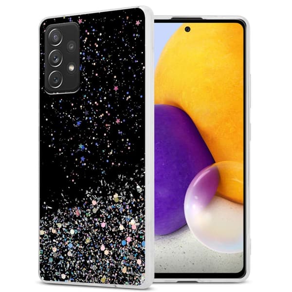 Samsung Galaxy A72 4G / 5G Cover Etui Case () Sort med glitter