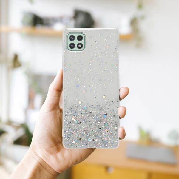 Deksel til Samsung Galaxy A22 5G med glitrende glitter