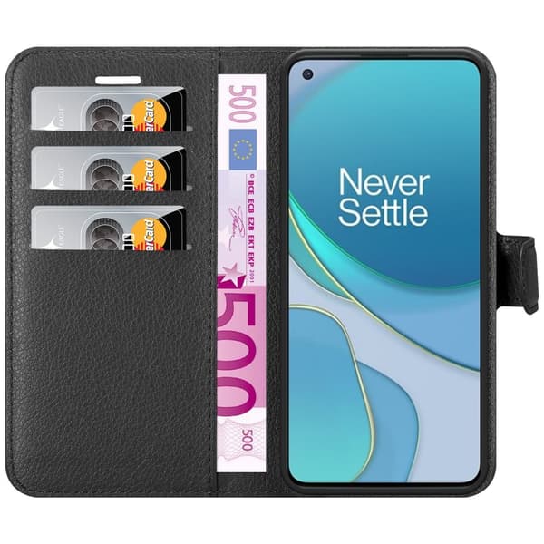 Deksel til OnePlus 8T Lommebokdeksel med magnetisk lukking, stativfunksjon og kortlomme