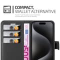 Miniatyrbilde 3 av 7: Deksel til iPhone 15 Lommebokdeksel med magnetisk lukking, stativfunksjon og kortlomme