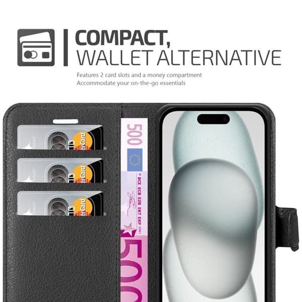 iPhone 15 PLUS Plånboksfodral Fodral Skal Case med magnetisk stängning, ståfunktion och kortplats