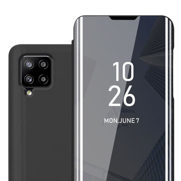 Samsung Galaxy A42 4G Skal Plånboksfodral Clear View Mirror Skyddsomslag med standfunktion 360 graders skydd